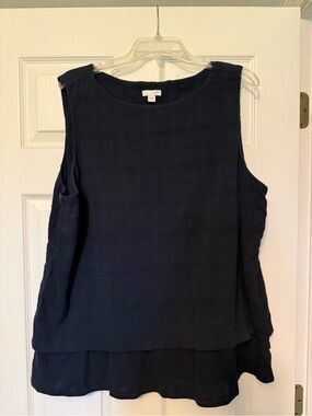 J. Jill Navy Layered Sleeveless Tank Top
